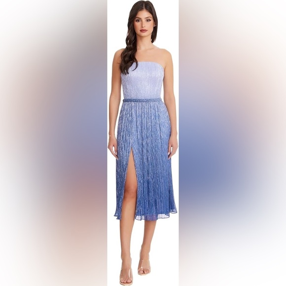 Dress the Population Strapless Blue Dress - Picture 1 of 7